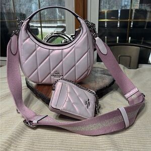 Coach Light Pink Quilted Shoulder Bag Set